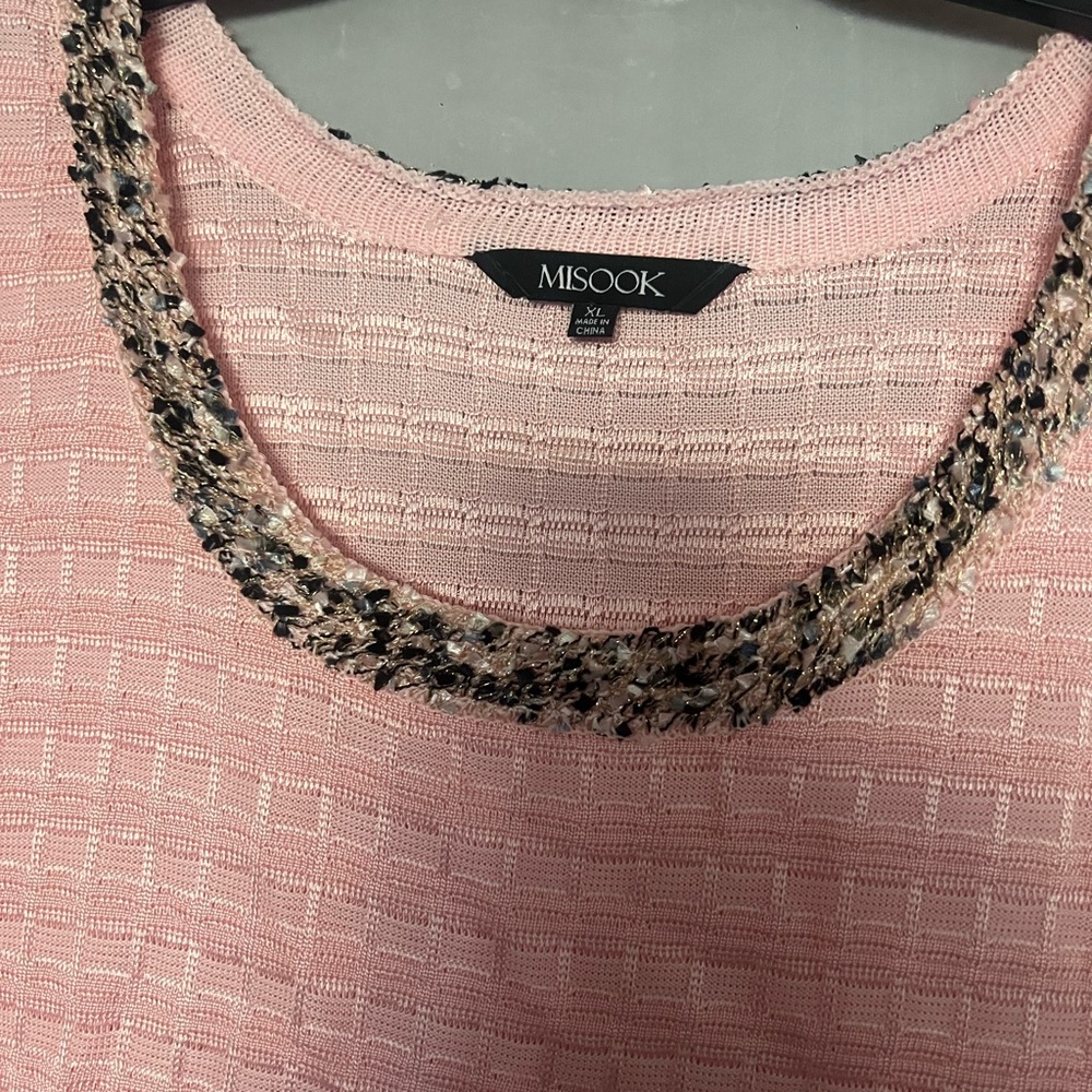 Misook Pink Textured Knit Cardigan & tank single hook pockets 3/4 sleeve XL - Picture 6 of 9
